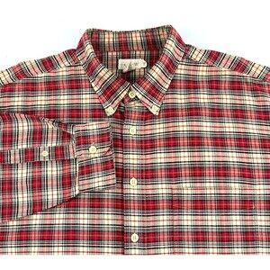 Vintage J Crew Shirt Mens XLT Red Plaid Oarsman Button Down Casual 90s